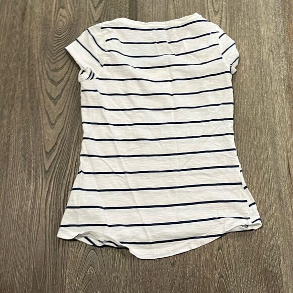 Maurices 24/7 Dawson Striped Drop Shoulder Tee Scoop Neck Black White Size Small - Picture 2 of 4
